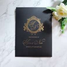 Black Pocket Invitation Foiling Printing Marriage Invitation Card With Envelope